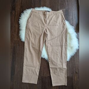 Peruvian Connection Linen Blend Beige Khaki Tan Wide Straight Leg Pants 12